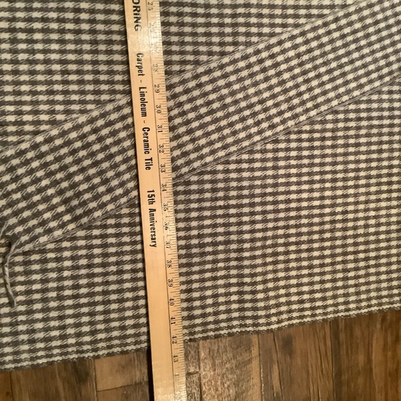 Grey Hounds Tooth Poncho Cape Wrap Coat Wool Button Front Fringe Scarf One Size - Picture 10 of 11